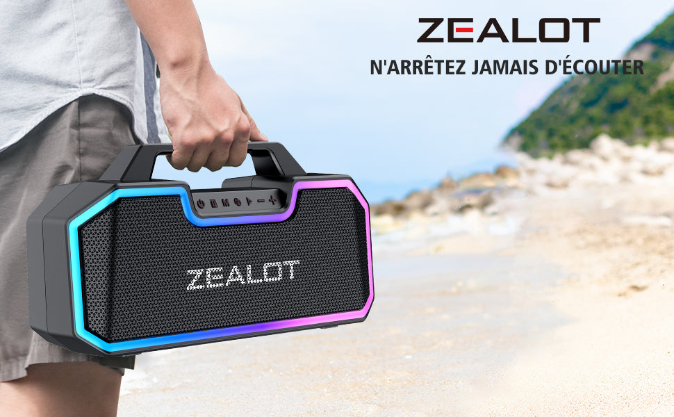 ZEALOT S57 , Enceinte Bluetooth puissante 60 W, Basse stéréo,Haut-Parleur étanche IP67, Batterie 14400 mAh,8 Heures de Lecture, Carte TF, AUX, USB - Sonoa