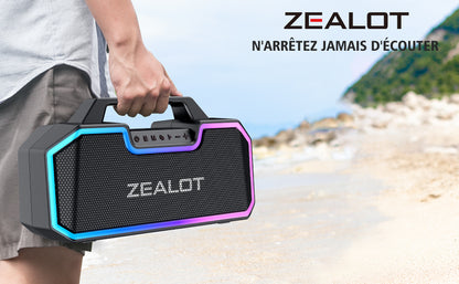 ZEALOT S57 , Enceinte Bluetooth puissante 60 W, Basse stéréo,Haut-Parleur étanche IP67, Batterie 14400 mAh,8 Heures de Lecture, Carte TF, AUX, USB - Sonoa