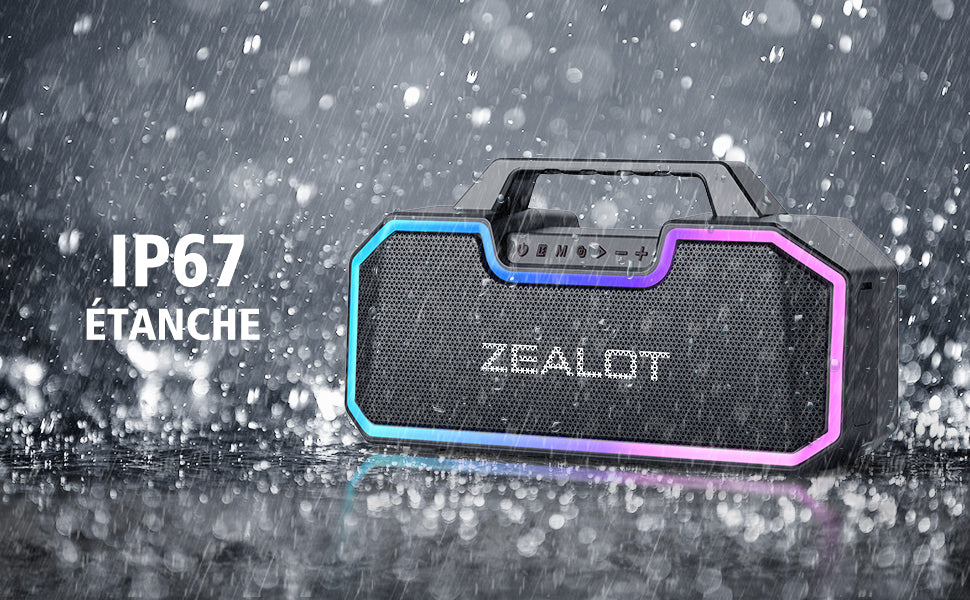 ZEALOT S57 , Enceinte Bluetooth puissante 60 W, Basse stéréo,Haut-Parleur étanche IP67, Batterie 14400 mAh,8 Heures de Lecture, Carte TF, AUX, USB - Sonoa