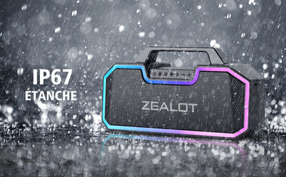 ZEALOT S57 , Enceinte Bluetooth puissante 60 W, Basse stéréo,Haut-Parleur étanche IP67, Batterie 14400 mAh,8 Heures de Lecture, Carte TF, AUX, USB - Sonoa