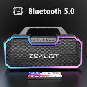 ZEALOT S57 , Enceinte Bluetooth puissante 60 W, Basse stéréo,Haut-Parleur étanche IP67, Batterie 14400 mAh,8 Heures de Lecture, Carte TF, AUX, USB - Sonoa