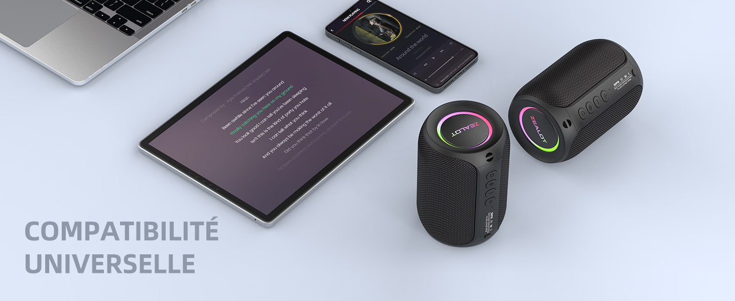 ZEALOT S32 , Enceinte Bluetooth, Mini Haut-Parleur, Bluetooth 5.2 Enceinte sans Fil, Enceintes Portables, IPX5 Étanche, Autonomie 8hrs/Mains Libres Téléphone/Support AUX&TF/Lanière Portable - Sonoa
