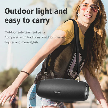 ZEALOT S67 , Enceinte Haut-parleur portable avec deux microphones sans fil et prise en charge de la bandoulière TWS, AUX in, USB, Bass et Treble pour la fête