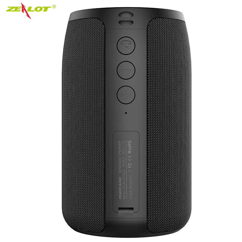 ZEALOT S32 , Enceinte Haut-parleur sans fil Bluetooth pour l'extérieur, mini caisson de basses audio, prend en charge le Bluetooth/la carte TF/le disque U/AUX-IN, plusieurs modes de lecture, noir - Sonoa
