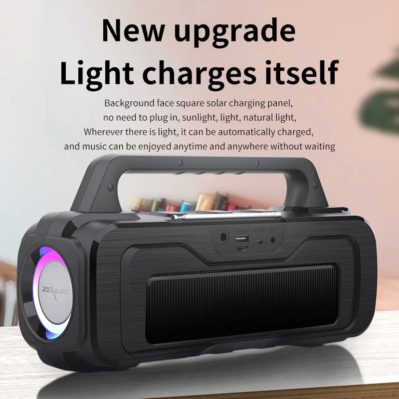 Zealot P2, Enceinte étanche , 40W, sans fil, haut-parleur d'extérieur, Portable, colonne de musique, système de karaoké, caisson de basses avec TF, AUX FM, IPX5