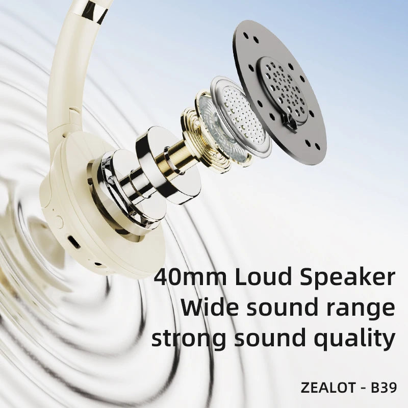 Casque ZEALOT B39 , Casque sans fil , casque léger pliable stéréo HiFi, basses profondes pour salle de sport - Sonoa