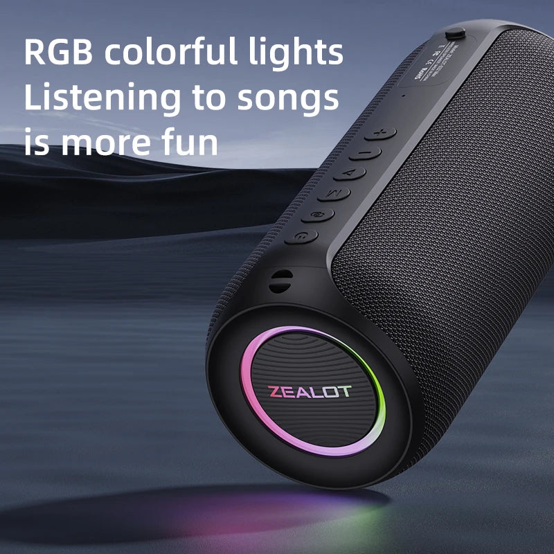ZEALOT S32 Max IPX4 , Enceinte d'extérieur étanche avec son puissant de 20 W, basses puissantes, éclairage de couleurs variées, enceinte portable - Sonoa