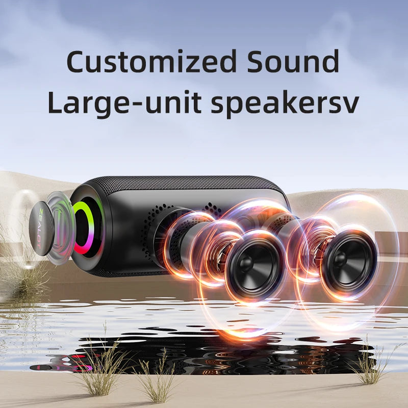 ZEALOT S32 Max IPX4 , Enceinte d'extérieur étanche avec son puissant de 20 W, basses puissantes, éclairage de couleurs variées, enceinte portable - Sonoa