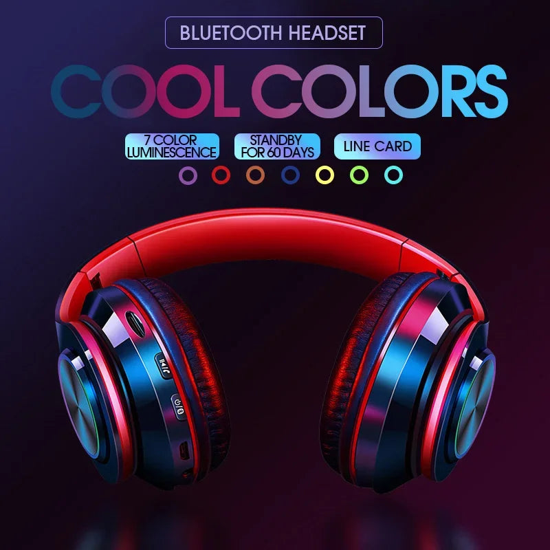 Wireless Bluetooth Headphones, HiFi Stereo Headset, USB Earphone with Mic Support, SD Card, FM for iPhone, Samsung Phone, PC