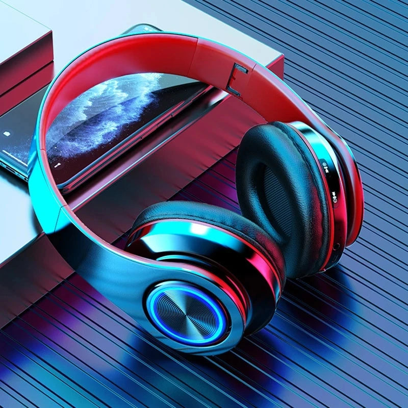 Wireless Bluetooth Headphones, HiFi Stereo Headset, USB Earphone with Mic Support, SD Card, FM for iPhone, Samsung Phone, PC