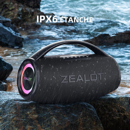 ZEALOT S97 Enceinte Bluetooth, 80W Haut - Parleur Bluetooth avec Boost Bass, étanche ipx6, lumière LED, Banque d'alimentation, Bluetooth 5.2, extérieur, Camping Haut - Parleur Bluetooth - Sonoa
