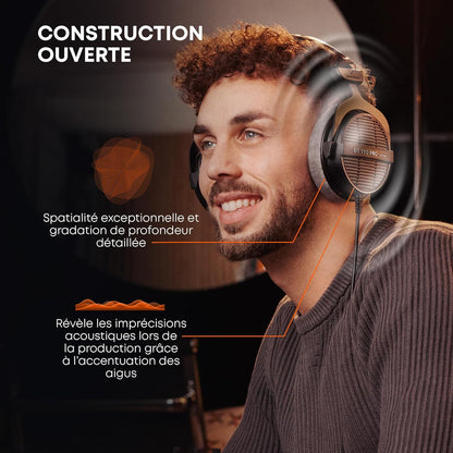 BeyerDynamic DT990 PRO Noir Édition Limitée , Casque studio HIFI Ouvert Qualité sonore amélioriée
