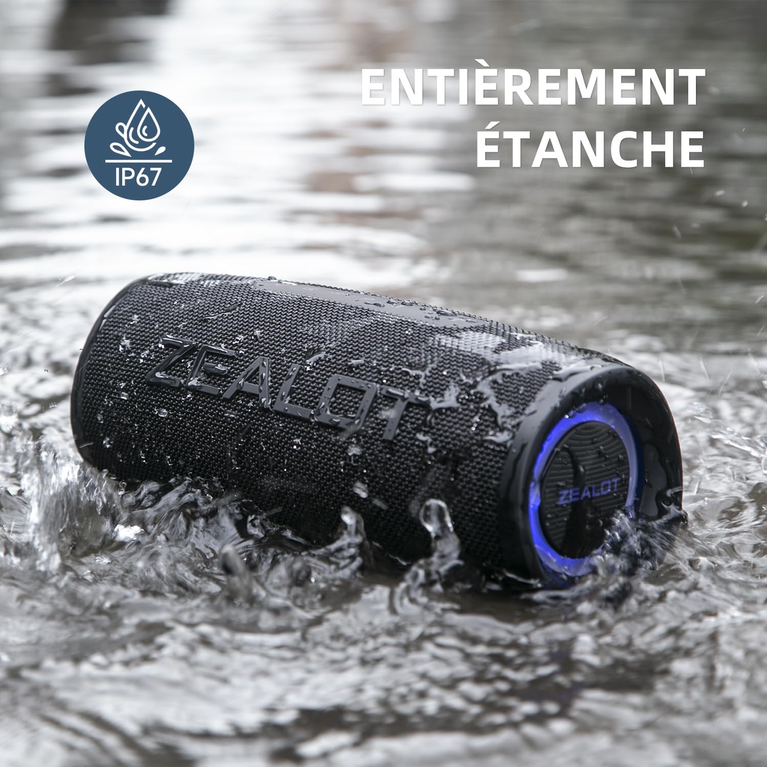 ZEALOT S56 , Enceinte Bluetooth, 40W (60W crête) Haut - Parleur Portable avec Technologie Bassup, IPX6 Imperméable, Bluetooth 5.2, Batterie 8000mAh, Stéréo, EQ, Haut - Parleur pour Parti, Plage, Camping - Sonoa